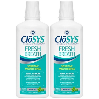 CloSYS Mouthwash, 32 Ounce, 2 Count, Fresh Breath 32 Fl Oz (Pack of 2)