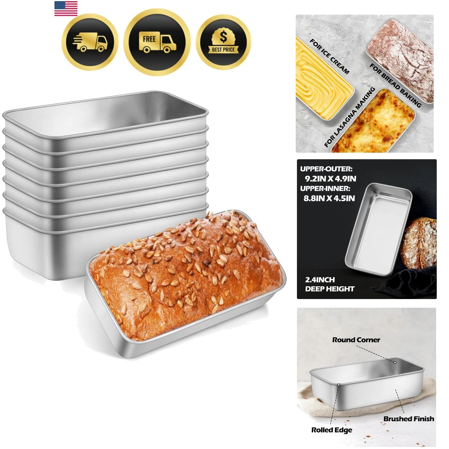 8 Pack Loaf Pans for Baking Bread, 9IN x 5IN Stainless Steel Loaf Bread Pans ...
Opens in a new wind