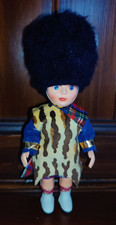 Vintage Scottish Guard Hard Plastic Souvenir Doll Kilt Sleepy Eye 7.5"