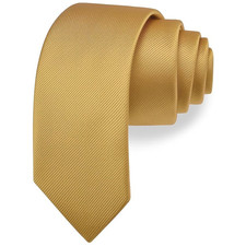 Gold 2.4"  6cm  Solid Pure Color Skinny Tie Plain Slim Necktie for Men