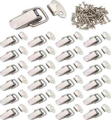 Lesnala 24pcs Small Stainless Steel Spring Toggle Lock with Silver-24pcs 