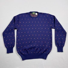 Boundary Waters Dayton’s Sweater Men Medium Blue Geometric  Italy Wool Blend Dad