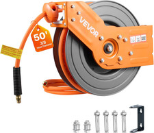 Retractable Air Hose Reel 3/8 x50FT Hybrid 300PSI Auto Rewind 180 Swivel MountHD