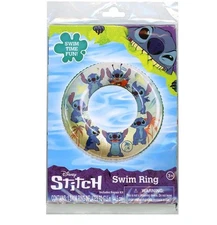 Disney Stitch Inflatable Swim Ring 17.5 Inch Durable Pool Float for Kids