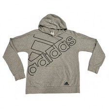 ADIDAS Youth LOGO LIGHTWEIGHT JERSEY HOODED SHIRT TOP HOODIE SZ 14/16 GRAY