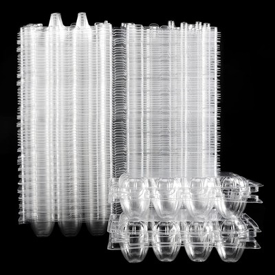 JAPCHET 120 Pack 12 Grid Quail Egg Cartons, Reusable 120 12 Grid, Clear 