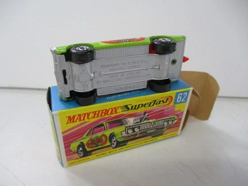 Matchbox Lesney Superfast SF62 Cougar Dragster- "RAT ROD", SILVER BASE, boxed