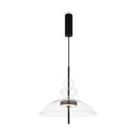 Led Pendelleuchte Glas Schirm Ø 40Cm H: Max. 358Cm Verstellbar 3000 K HäNgelampe