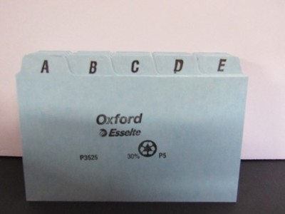Vintage A - Z Index Divider Cards Oxford Esselte No. P3525 Light Blue 3'' x 5''