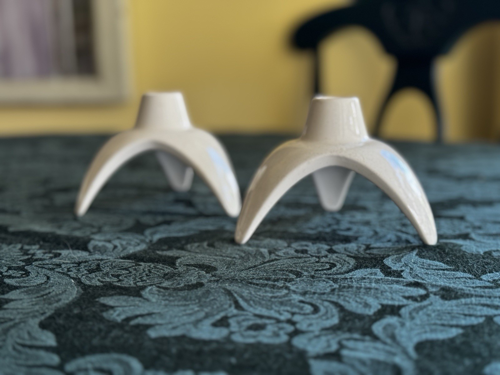 NM+ VERY RARE Franciscan Starburst Atomic Mid-Century Modern Candle Holders Pair