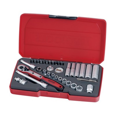 Teng Tools 1/4 Inch Socket Set 6 pt 36 Pieces T1436