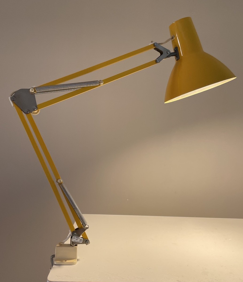 MAXAM Denmark Vintage Yellow Metal Desk Lamp with Clamp Works | eBay