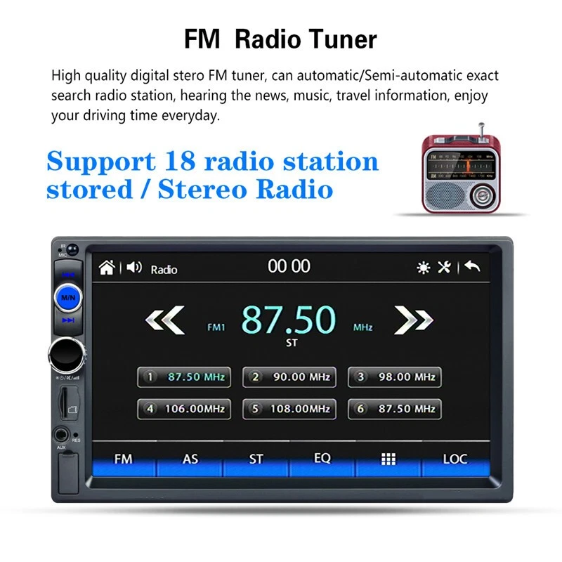Radio Coche 2Din 7" HD Pantalla Táctil Audio Estéreo Video MP5 Para Carplay Espejo Enlace Foto 4 de 4