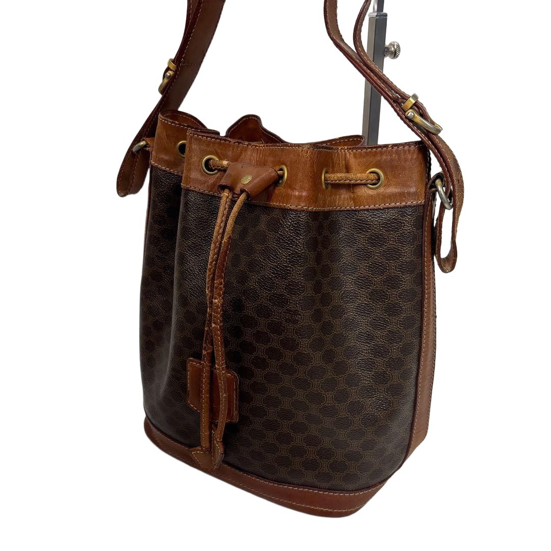 Celine Macadam Pattern Leather PVC Drawstring Sho… - image 1