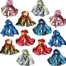 12 Pcs Scarfs for Women Lightweight Print Floral Pattern Scarf Fashion Silk