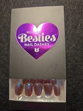 Red Aspen Press On Nails-Cosmic Besties, Quincy-Short Square Cat eye holographic