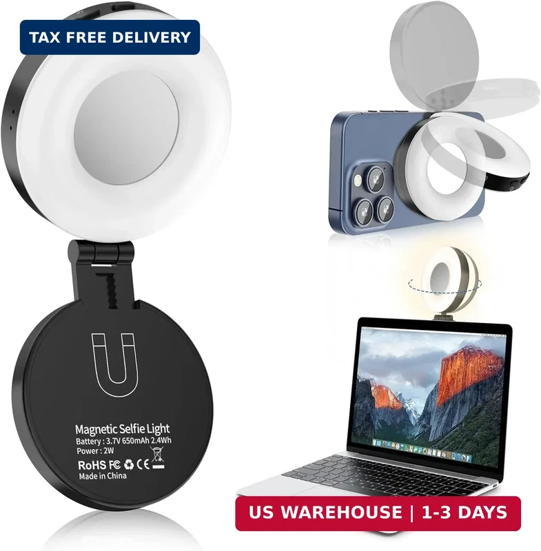 magnetic MagSafe selfie ring light with mirror