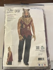 Men's Big Bad Wolf Costume Halloween Wolf Fancy Dress Up Dino Cosplay