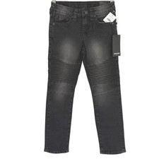 True Religion Geno Relaxed Slim Moto Jeans Boys Sz 5 Grey Wash Ribbed Denim NWT