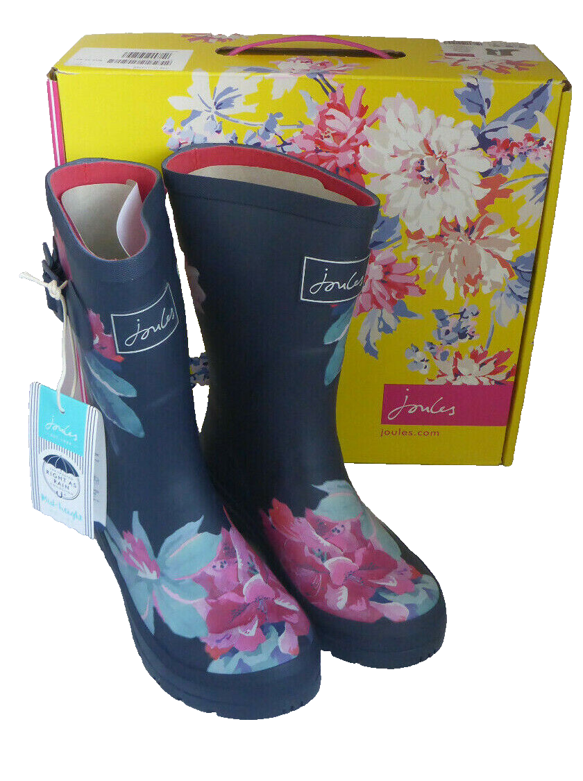 Joules 206801 Molly Welly Navy Floral Mid Height Wellingtons