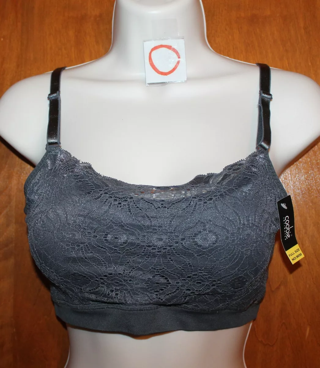 COOBIE Intimates Full Size LACE COVERAGE BRA Bralette (9050; gray) New w/  Tags