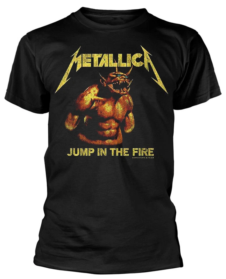 Metallica 'Jump In The Fire Vintage' (Noir) T-Shirt - NOUVEAU ET OFFICIEL!