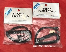 Lot Of 2 OPTEX flash cord pc to pc 5ft coiled male to female new old stock