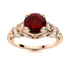 Round Garnet Gemstone 925 Sterling Silver Daughter Stackable Promise Ring Size 7