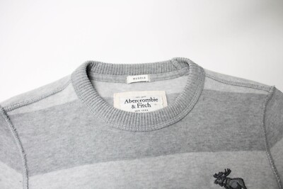 AMBERCROMBIE & FITCH Muscle Sweatshirt Men's MEDIUM Grey Striped