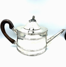 Vintage 1950s Made in Italy 800 Silver Oval Teapot with Wooden Handle