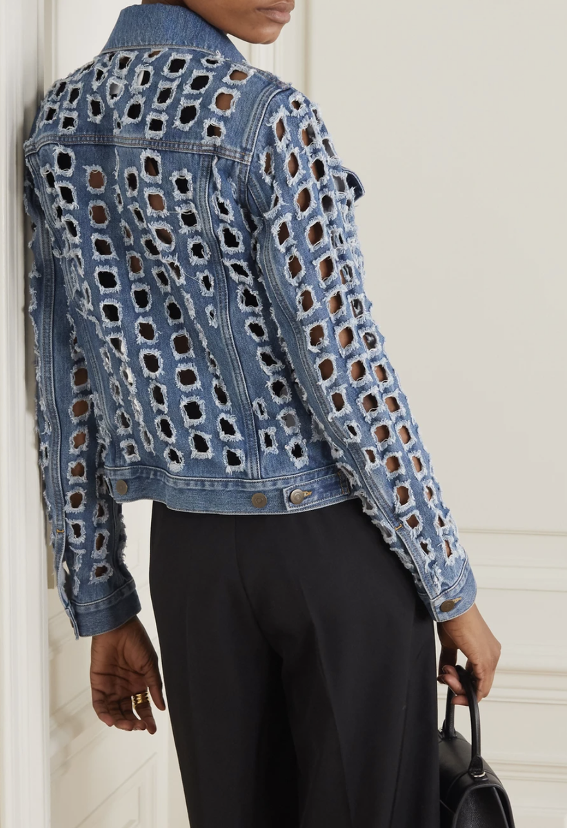 MAISON MARTIN MARGIELA DISTRESSED CUT-OUT DENIM JACKET Sz. 40IT