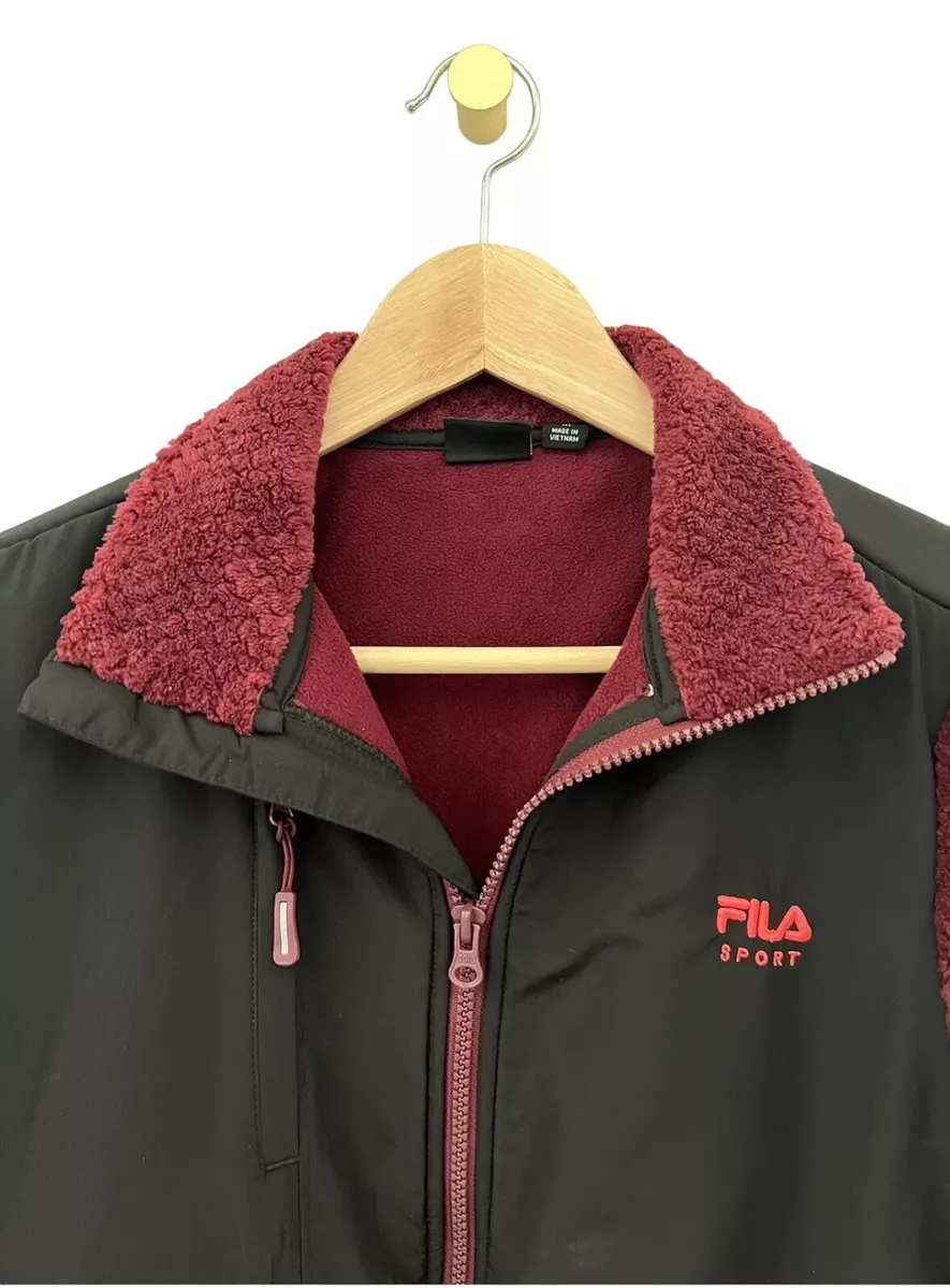 Fila Sport Size M Women's Maroon And Black Full Zip Fleece Jacket