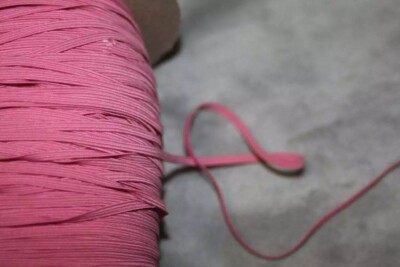 20 yard flat braided stretch elastic bubblegum pink narrow 1/8'' wide