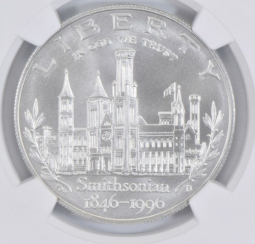 1996 D Smithsonian Institution Commemorative Silver Dollar NGC MS70 - Picture 3 of 5