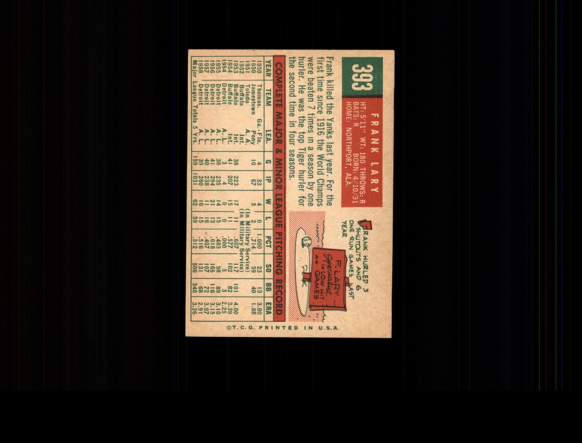 1959 Topps 393 Frank Lary EX-MT #D479589 | eBay