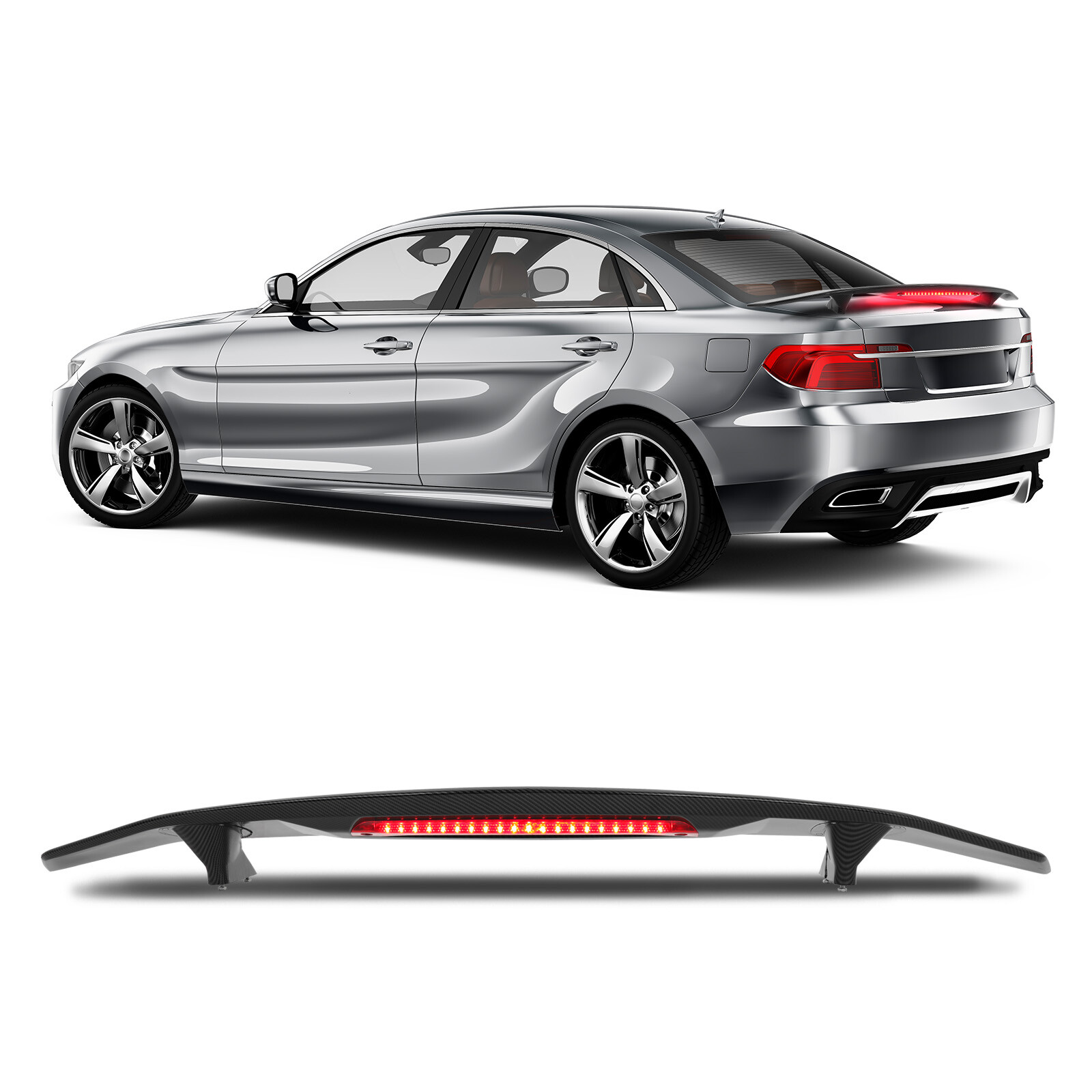 Carbon Fiber Style 52" Rear Trunk Spoiler Wing w/Brake Light For Lexus LFA Coupe