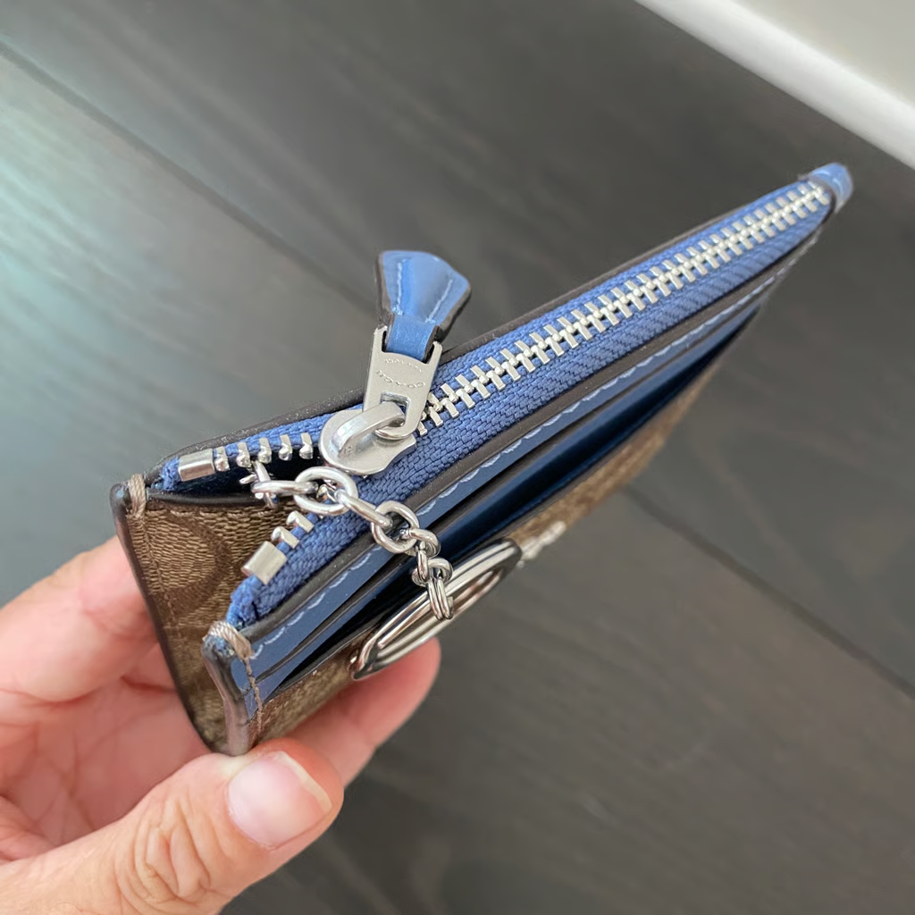 Coach Mini Skinny Id Case Signature Canvas 88208 - Stone Blue | eBay