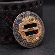 5X Western Gold Sliver Engraved Leathercraft Slotted Conchos For Saddles 1-1/4"