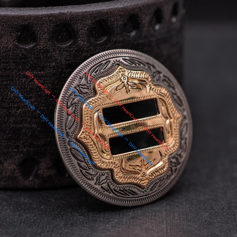 5X Western Gold Sliver Engraved Leathercraft Slotted Conchos For Saddles 1-1/4" - Image 3 of 4