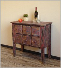 Rustikale Kommode COTTAGE aus Holz Multicolour Used-Look Shabby Landhaus NEU