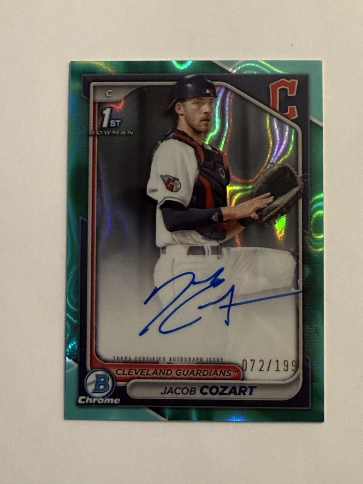 2024 Bowman Draft Jacob Cozart 1st Chrome Aqua Lava Refractor Auto 72/199