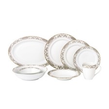 50 Pieces Bone China Dinnerware Set Service for 8 People - Cashmere, 50 Piece