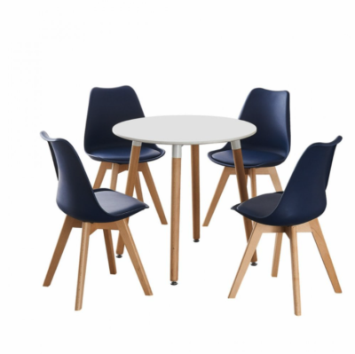 Lot de 4 Chaises en lin avec dossier rembourré et pieds réglables en
