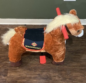 Rockin' Rider NEW Magnificent Pony 6 volt powered ride on plush Talks & sings! 650770301267 | eBay