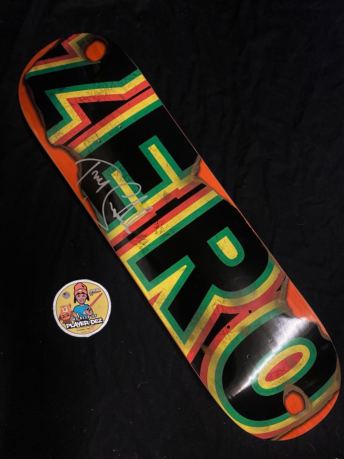 Mazo de Patineta Rasta Burn Zero Tommy Sandoval RARO FIRMADO De colección AUTOGRAFIADO