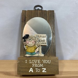 Vintage Russ Wallace Berrie Wall Hanging Plaque Mirror I Love you from A to Z