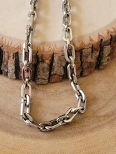Stainless Steel 6 mm  Barrier Chain Necklace Biker Loop Ring Chain 24" Necklace