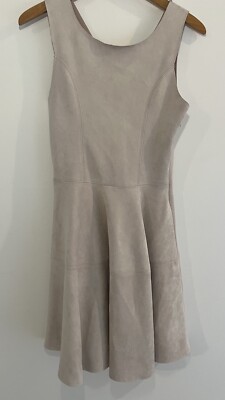Blue Rain Faux Suede Sleeveless Dress Sand Color Size S Short Skater Fit & Flare