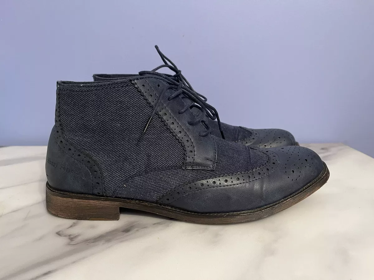 Henry Ferrera Men s Size 10.5 Wingtip Oxford High Top Shoes Faux Leather Denim