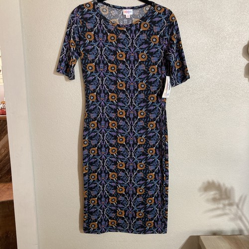 LuLaRoe Julia Women's Fitted Dress Size XS FLORAL Black Form Fitting Stretch NWT - Picture 9 of 9